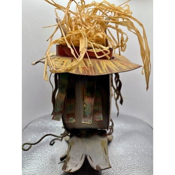 Scarecrow Metal Straw Hair Wood Nose Nut eyes RARE - Picture 5 of 10